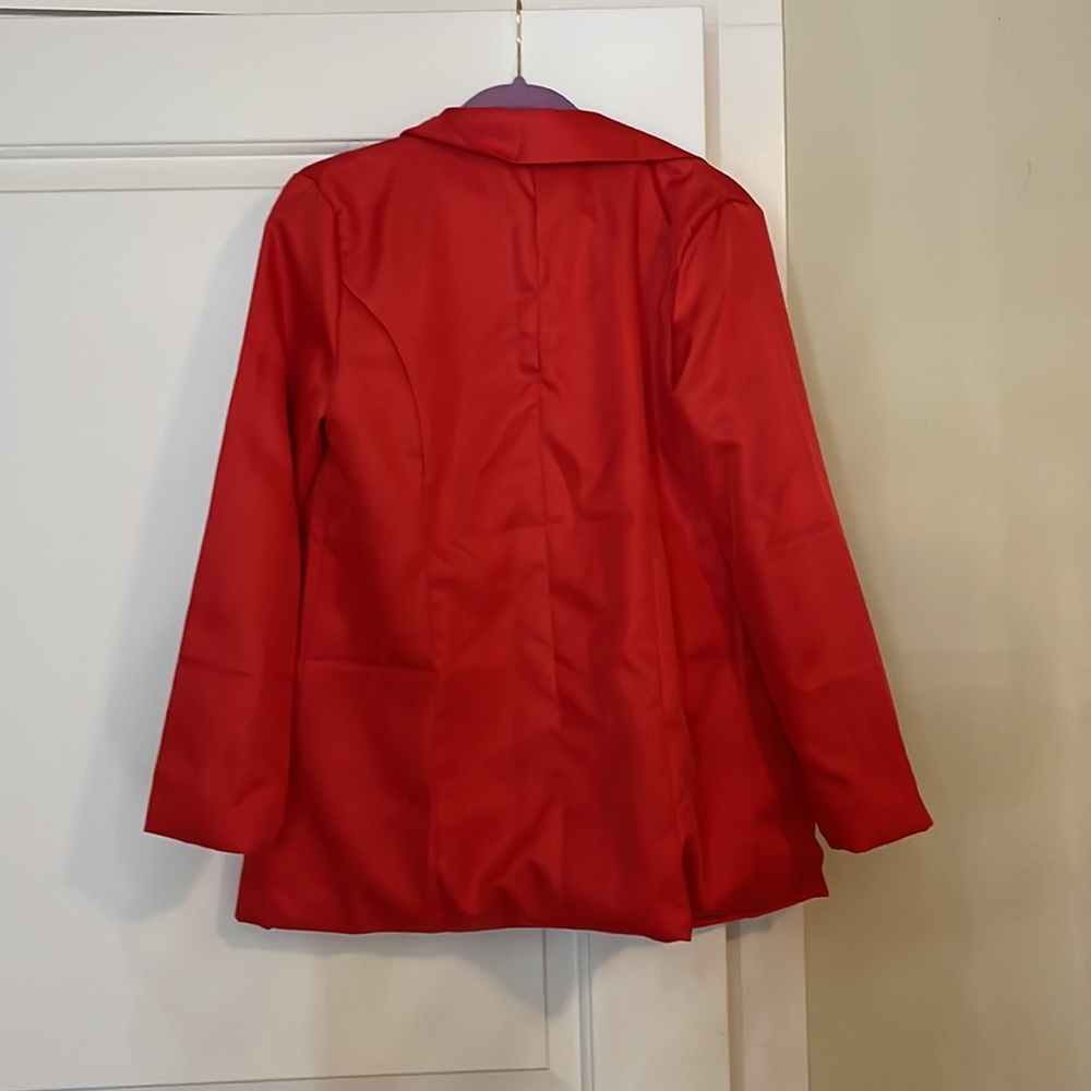 Womens Solid Red Blazer - image 2